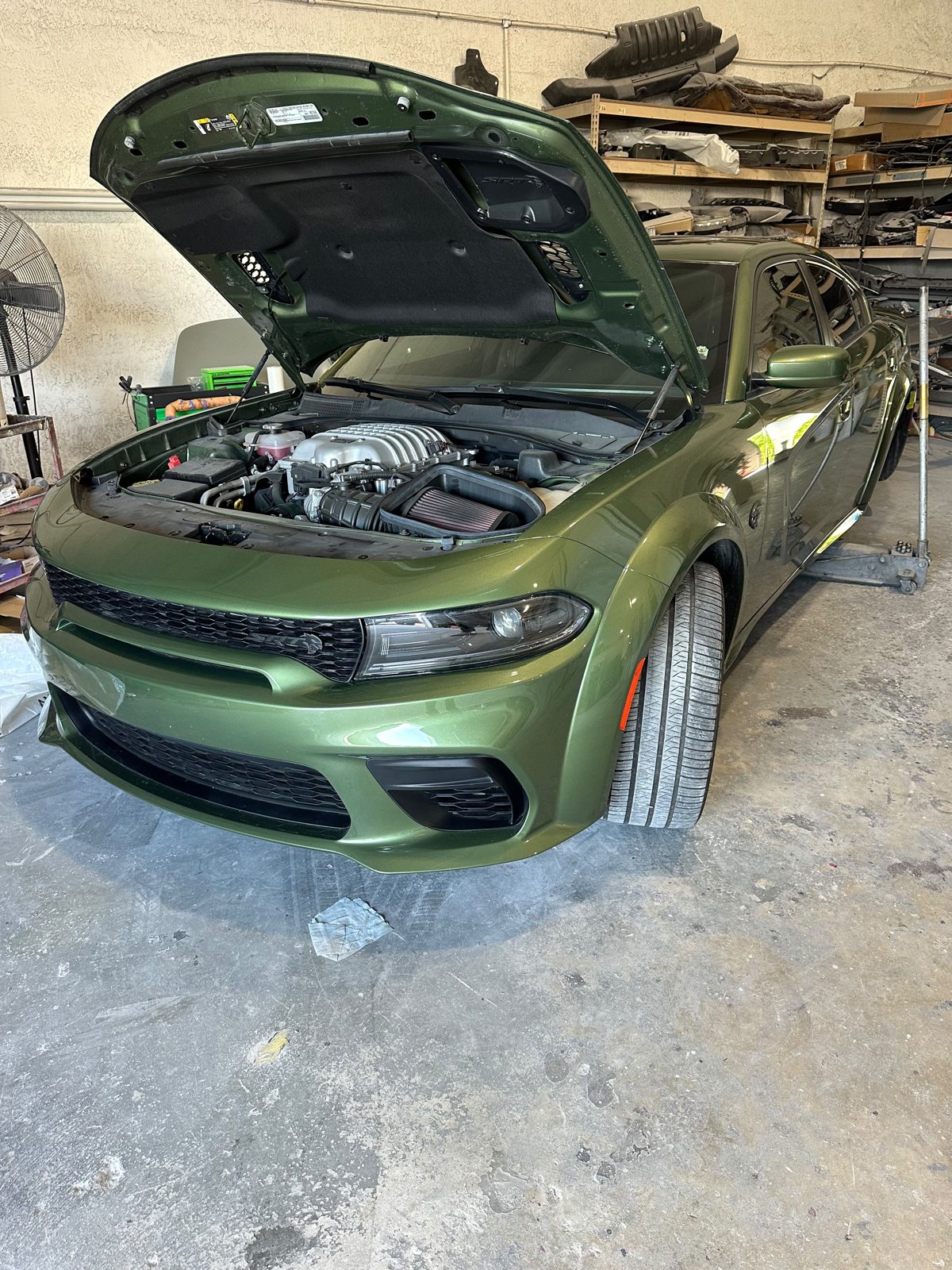 Dodge Charger with the hood open