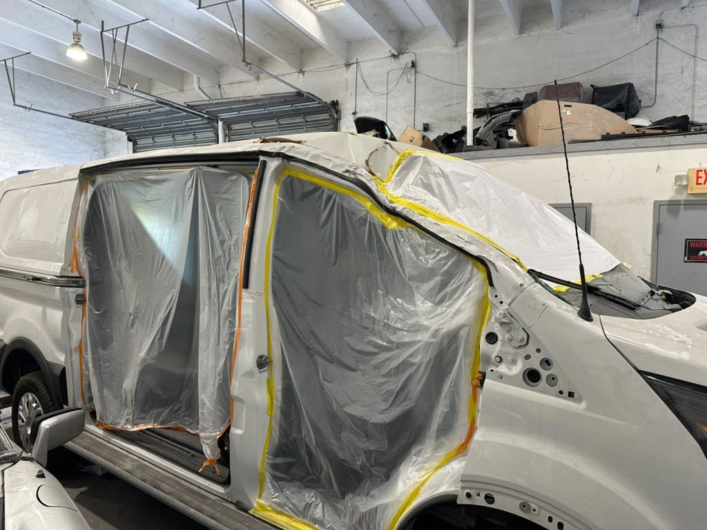 Van masked for paint