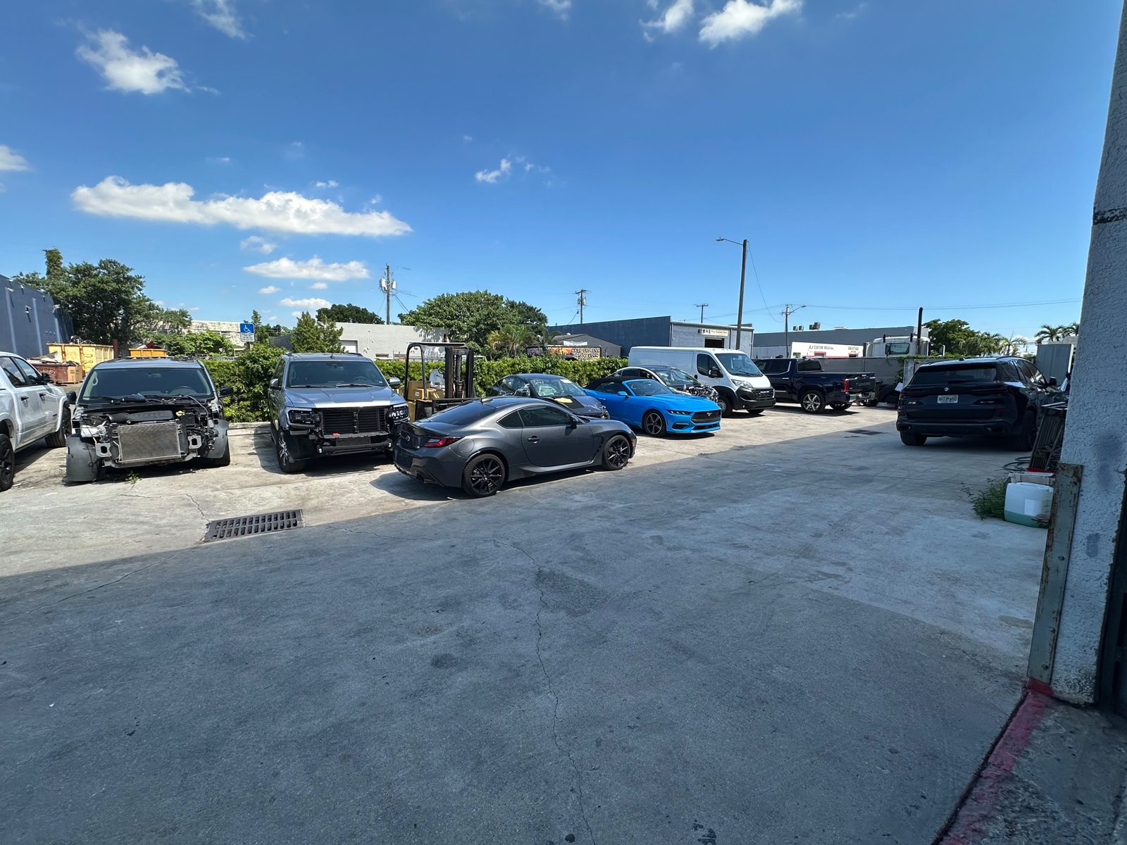 Cars in the shop yard